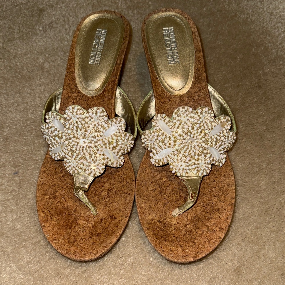 Kenneth Cole Reaction Gold and Tan Women's Sandals